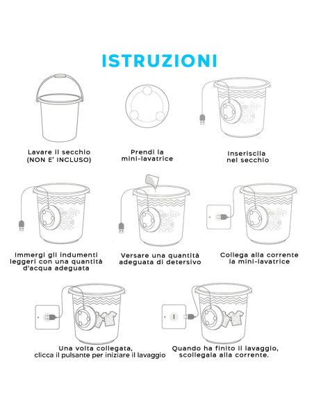 Mini Lavatrice da Viaggio Rondella Rotante 657850 Turbina Portatile per Bucato