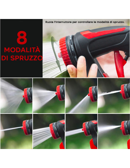 Ugello per Tubo Flessibile Serbatoio Sapone 200ml Spruzzatore 8 Getti di Acqua