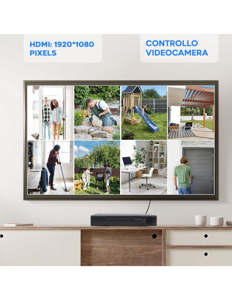 Kit Videosorveglianza 8 Videocamere H.264 Controllo da Remoto Full HD Infrarossi