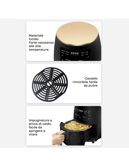 Friggitrice ad Aria 200°C Capienza 8LT Potenza 1400W con Display LCD Touch