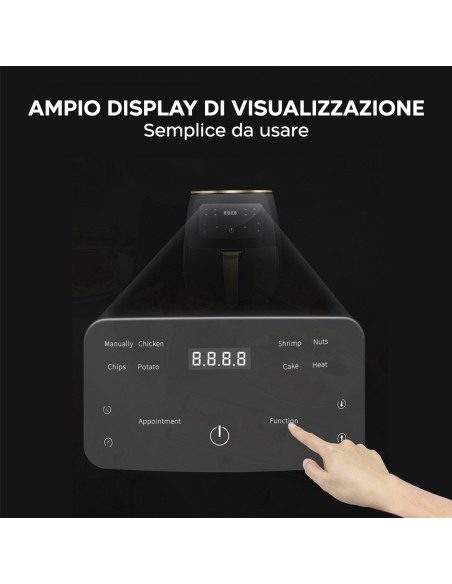 Friggitrice ad Aria 200°C Capienza 8LT Potenza 1400W con Display LCD Touch