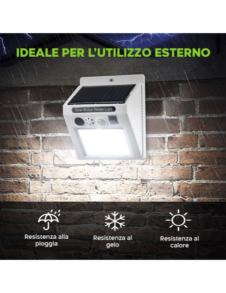 Lampada Solare con Allarme Sensore di Movimento Angolo 120° Controllo da Remoto