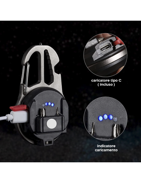 Mini Torcia Led Multiuso da Campeggio Portatile e Ricaricabile con Treppiede