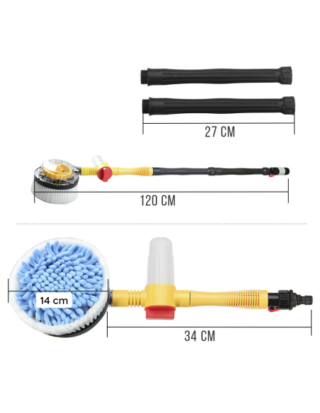 Spazzola Rotante Lavaggio Auto Finestre Alta Pressione con Serbatoio per Sapone