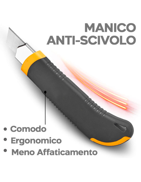 Taglierino Professionale Ricarica 3 Lame Manico Antiscivolo Taglio Preciso