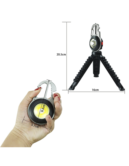 Mini Torcia Led Multiuso da Campeggio Portatile e Ricaricabile con Treppiede