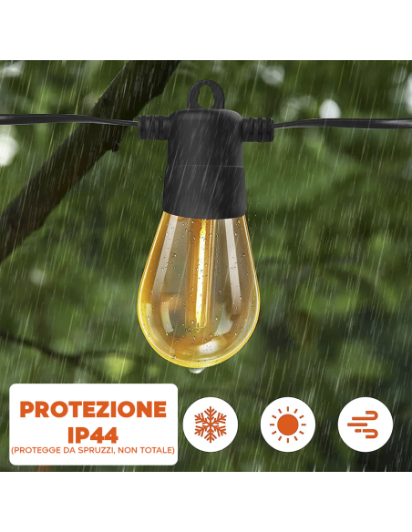 Catena Luminosa con Pannello Solare Ricaricabile 10m Multicolore Effetto Pioggia