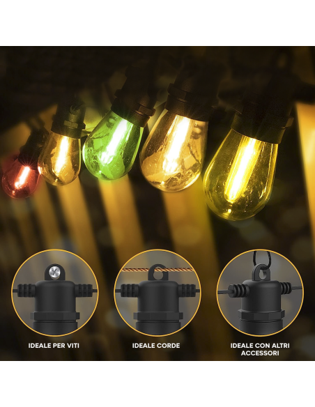 Catena Luminosa con Pannello Solare Ricaricabile 10m Multicolore Effetto Pioggia