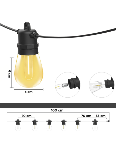 Catena Luminosa con Pannello Solare Ricaricabile 10m Multicolore Effetto Pioggia