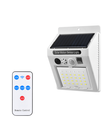 Lampada Solare con Allarme Sensore di Movimento Angolo 120° Controllo da Remoto