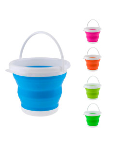 Secchio Silicone Pieghevole Capacità 5lt Portatile Salvaspazio Campeggio Casa