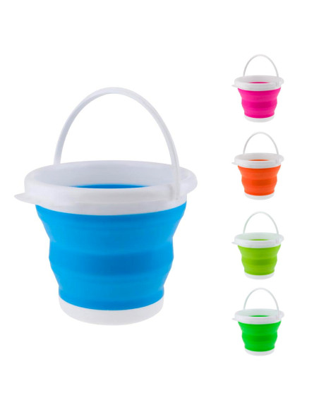 Secchio Silicone Pieghevole Capacità 5lt Portatile Salvaspazio Campeggio Casa