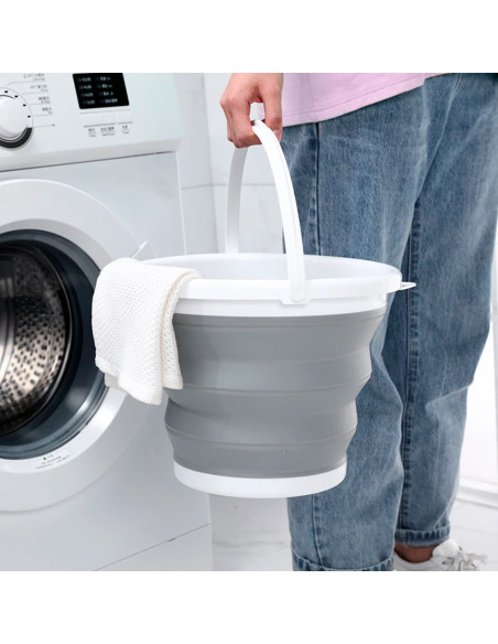 Secchio Silicone Pieghevole Capacità 5lt Portatile Salvaspazio Campeggio Casa