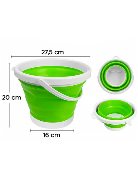 Secchio Silicone Pieghevole Capacità 5lt Portatile Salvaspazio Campeggio Casa