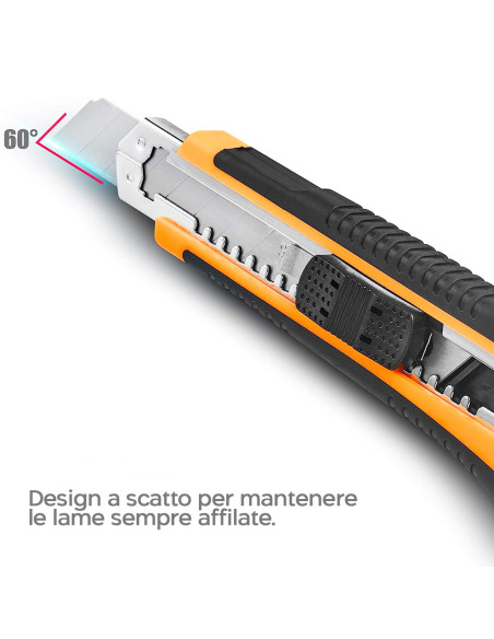 Set 5pz Taglierino Professionale Ricarica 3 Lame Cutter Design Antiscivolo
