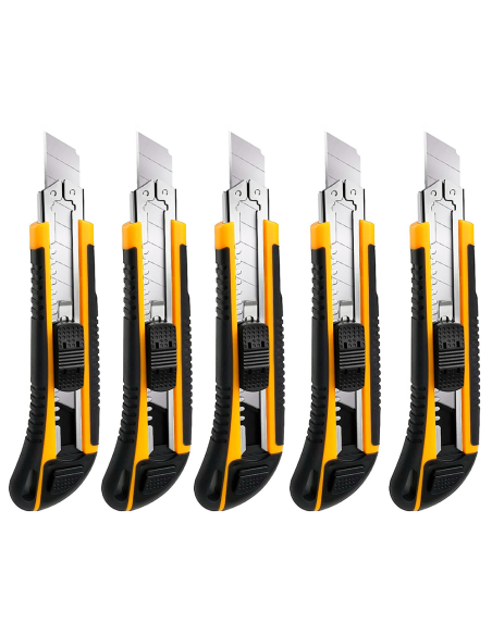 Set 5pz Taglierino Professionale Ricarica 3 Lame Cutter Design Antiscivolo