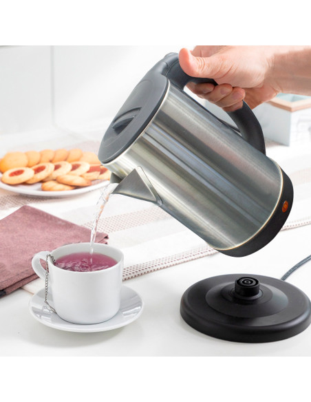 Bollitore Elettrico in Acciaio Inox 1.8lt 1500W Spia Luminosa con Base Girevole