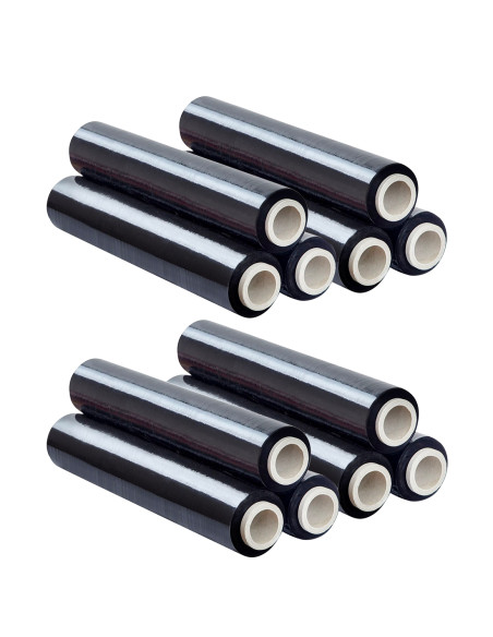 Pack 12pz Bobina Film Estensibile Nero Manuale 23MY Pellicola 3mt 2.4kg 500mm