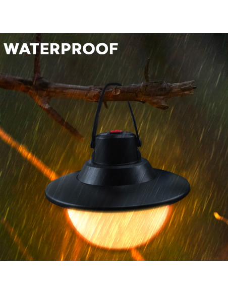 Lampada da Campeggio Luce Gialla 3 Tipi di Luminosità Portatile Ricaricabile USB