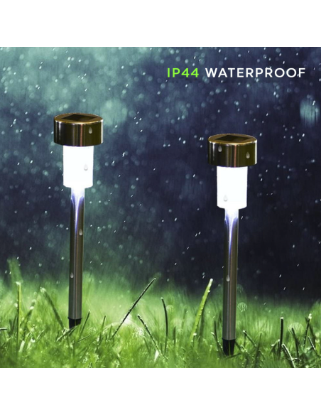 Set 2 lampade 1 led da 30 cm a energia solare segnapasso da giardino