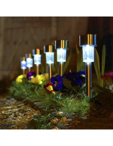 Set 2 lampade 1 led da 30 cm a energia solare segnapasso da giardino