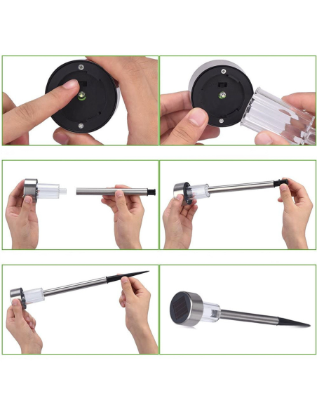 Set 4 lampade 1 led da 30 cm a energia solare segnapasso da giardino