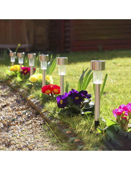Set 4 lampade 1 led da 30 cm a energia solare segnapasso da giardino