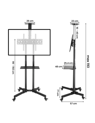Supporto Carello TV 4 Ruote Girevoli Mobile...