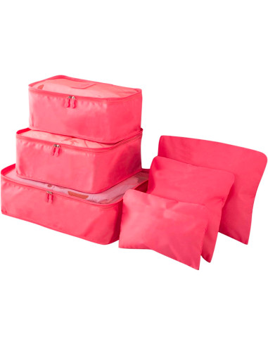 set 6 borse organizer da viaggio impermeabili salvaspazio per valigia con zip rosso