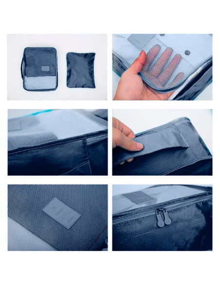 Set 6 Borse Organizer da Viaggio Impermeabili Salvaspazio per Valigia con Zip