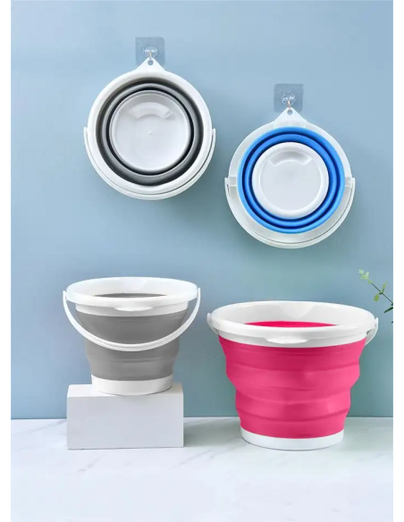 Secchio Silicone Pieghevole Capacità 10lt Portatile Salvaspazio Campeggio Casa