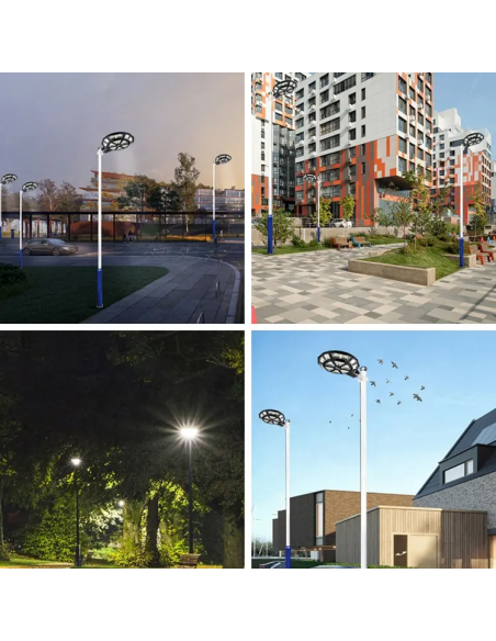 Lampione Stradale Ricarica Solare Jortan Potenza 500W IP66 Telecomando e Timer